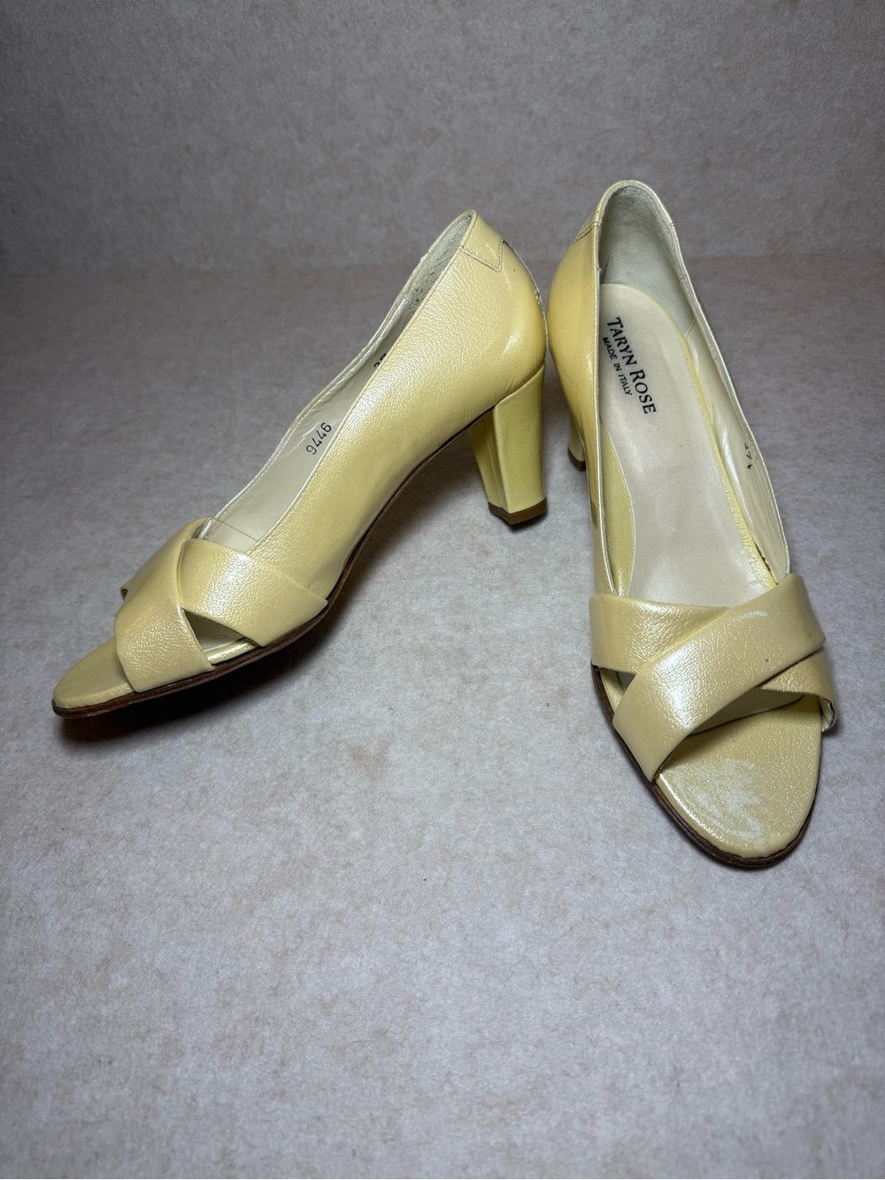 Taryn Rose Vintage Champagne Leather Pumps Heels Crisscross Size US 7.5